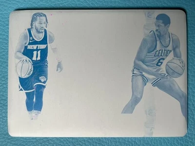 Jalen Brunson 2023-24 Panini National Treasures 1/1 Cyan Plate Bill Russell #109 - Image 1 of 3