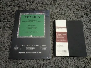 Arches 140lb 10x14 Watercolor Pad With Strathmore Mixed Media Journal - Picture 1 of 3