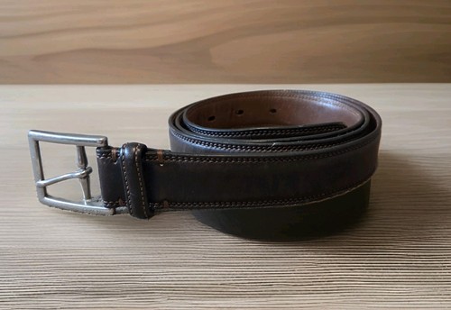 Cintura uomo Coach taglia 40 vera pelle di vitello marrone scuro brunita 48" #3752