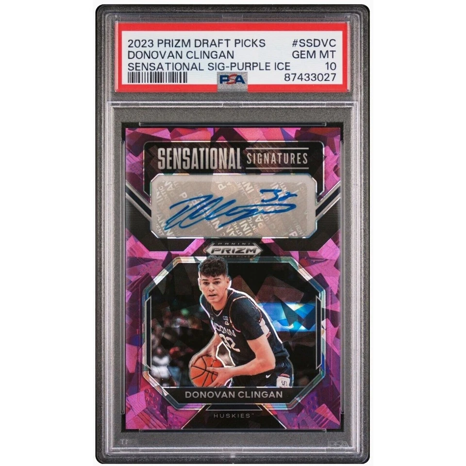 2023-24 Prizm Draft Picks SS Purple Ice Auto Donovan Clingan /99 PSA 10 #SSDVC - Image 1 of 3