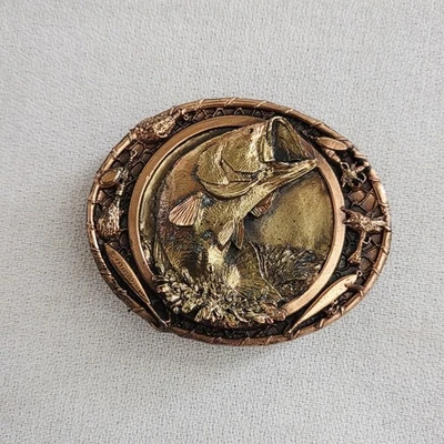 Hebilla de cinturón de pesca de lubina Bergamot Brass Works 1986 H-45 Foto 1 de 4