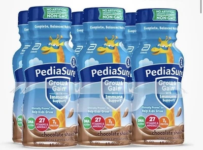 PEDIASURE GROW & GAIN BATIDO DE PROTEÍNAS PARA NIÑOS CHOCOLATE 8 OZ FL PAQUETE DE 6 CADUCIDAD; 10/2026 Foto 1 de 4