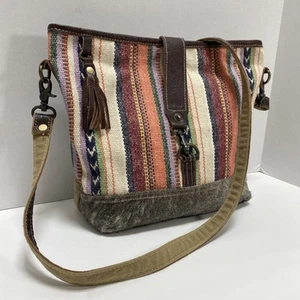 Myra Bag Shoulder Bag on Canvas Leather Purse - Picture 1 of 8
