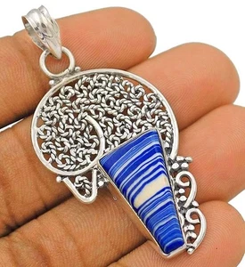 Natural Azurite 925 Solid Sterling Silver Pendant Jewelry  - Picture 1 of 1