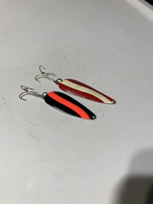 PAIR "Red Devle" Style Spoons Red & White-4 1/2", Black & Orange-4" Both Unbrand - Image 1 of 4