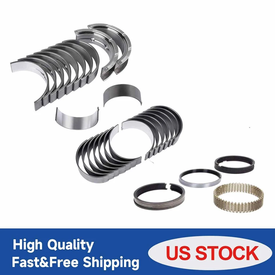 Fit Chevy LS V8 4.8L 5.3L 5.7L 6.0L 6.2L MS2199P Main Rod Bearings + Piston Ring Foto 1 de 4