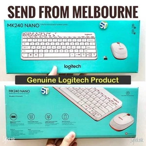 NEW Logitech MK240 Nano Wireless Keyboard and Mouse Combo Set Portable White Red - Picture 1 of 11