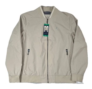 NAUTICA Lightweight Full Zip Bomber Jacket, Beige, Water + Wind Resist, Men's XL - Picture 1 of 6