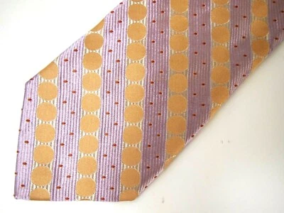 Gravata Valentino masculina lavanda roxo bege seda geométrica 60" - Imagem 1 de 4