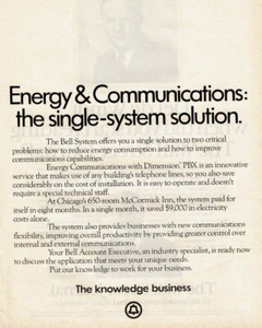 1981 Vintage Print Ad Bell System Energy & Communications the single-system soln - Picture 1 of 2