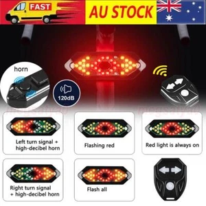 Bicycle USB LED Indicator Bike Rear Tail Laser Turn-Signal Light Wireless Remote - Picture 1 of 13