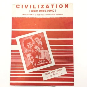 "CIVILIZATION (Bongo, Bongo, Bongo) ©1947 Vintage Sheet Music Hilliard, Sigman - Picture 1 of 11