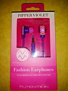 Fashionation Macbeth Collection Earphones, Pipper Violet ~ New - Imagen 1 de 1