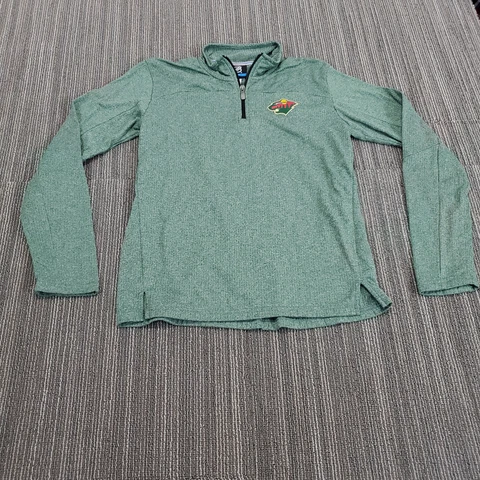 Minnesota Wild Sweater Youth Large Green 1/4 Zip NHL Hockey Outdoor Casual Boys Cover
