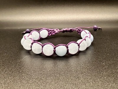 Aquamarine Stone Single Bracelet Hemp Handmade Yoga Meditation - Image 1 of 2