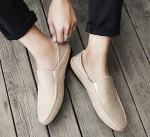 Mens Breathable Slip On Driving Espadrilles Moccasins Hemp Gommino Shoes Loafers