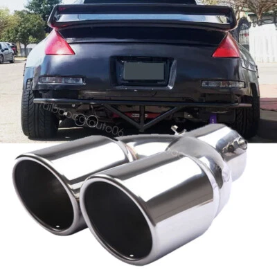 Car Rear Dual Exhaust Pipe Tail Muffler Tip Roasted Silver For Nissan 350Z 370Z Foto 1 de 4