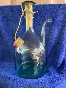 Vintage Wein Dekanter Eiskühler Italienisch Grün Glas mit Eiskammer/Stopfen. - Bild 1 von 10