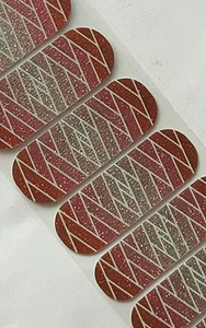 Jamberry EE. UU. RELIEVE, 1/2 Hoja, rojo/rosa ombre con plata entrecruzada - Imagen 1 de 3