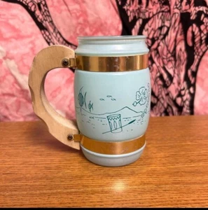 VTG MCM Siesta Ware Glass Hawaiian Tiki Mug Wood Handle - Picture 1 of 1