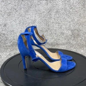 L.K. Bennett Heels Womens Size 7.5 Helena Pump Blue Leather Ankle Strap - Picture 1 of 13