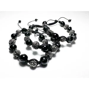 Pulseras de moda Shambala de cristal gris negro para hombre (3) - Imagen 1 de 10