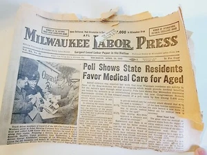 Milwaukee Labor Press Newspaper - Apr 19 1962, 1 Sheet, Women Pay, Medicare, Ads - Picture 1 of 7