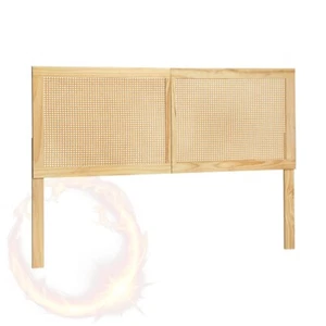 Artiss Rattan Bed Frame Double Size Bed Head Headboard Bedhead Base RIBO Pine - Picture 1 of 6