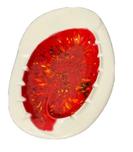 Vintage Ashtray 1950s MCM Large 12.5 x 8.5 Red White Ceramic Retro - Bild 1 von 12