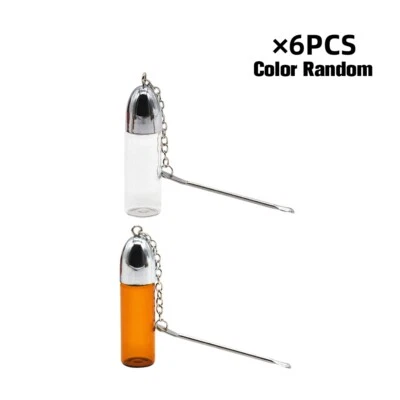 6 x 57mm Portable Travel Dispenser Mini Glass Storage Bottles with Small Spoon - Image 1 of 4