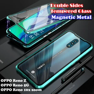 Magnetic Metal Bumper Double Tempered Glass For OPPO RenoZ Reno4 Z 5G Case Cover - Picture 1 of 15