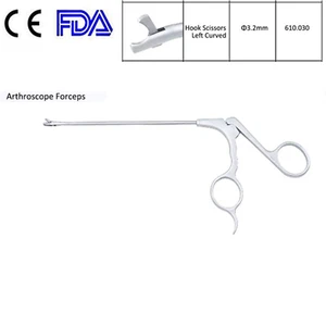 Autoklavierbare ø3,2 mm arthroskopische Hakenschere links gebogen Orthopädie Pinzette  - Bild 1 von 2