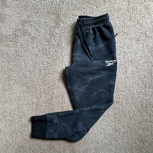 Reebok Sweatpants Mens Medium 30x30 Blue Black Pockets Mid Rise Camo - Picture 1 of 12