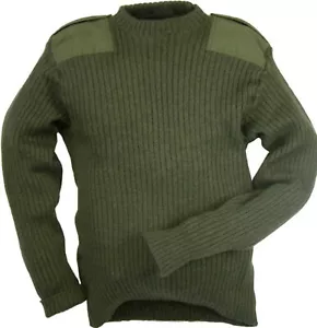 Green Commando Jumper Knitted Military Wool Mix Genuine British Army - Picture 1 of 6