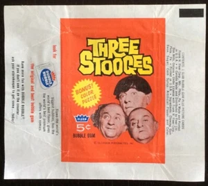 THREE STOOGES WAX WRAPPER FLEER 1966 5c BUBBLE GUM - Picture 1 of 1