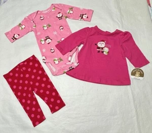 Girls 3 Piece Infant Christmas or Everyday Outfit: Newborn-0-3M-3-6M - Picture 1 of 5