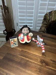 Adorno Navidad Vintage Ratón Decoración Cerámica Con Puzzle Y Ratón Pequeño - Imagen 1 de 7
