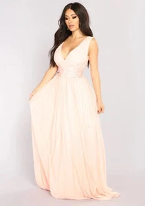 Fashion Nova Pink Embroidered Maxi Dress Maternity Party Evening Formal Wedding - Picture 1 of 8