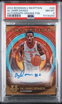 Al-Amir Dawes 2022-23 Bowman U Inception Orange Foil /25 AUTO PSA 8 POP 1 - Image 1 of 3