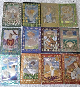 12 Vintage DUFEX Zodiac Postcards Metallic Foil Finish. New - Picture 1 of 5