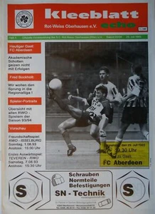 off. Programme Friendly 29.7.1993 RW Oberhausen vs FC Aberdeen - Picture 1 of 1