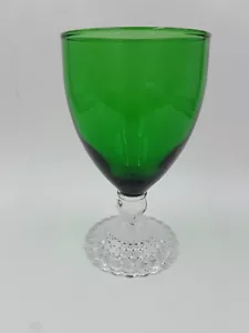 Anchor Hocking Forest Green Bubble Depression Glass Water Goblet - Picture 1 of 12