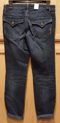 Jeans Jessica Simpson Malibu Crop Calypso Lavado Oscuro Elástico Denim con Puños, 27R Foto 1 de 4