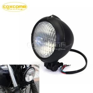 Motorcycle Bates Style 4.5" Black Bottom Mount Headlight for Chopper Bobber Cafe - Picture 1 of 9