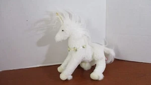 DOUGLAS~9" Plush WHITE UNICORN w/ GOLD HORN & ROSES - Picture 1 of 3