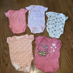 HELLO KITTY Pink Delight Wonder Nation LOT SET OF 5 One Piece Sz 3-6 mth ❤️tb145 - Picture 1 of 12
