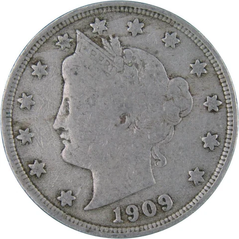 1909 Liberty Head V Nickel 5 Cent Piece AF About Fine 5c US Coin Collectible Cover