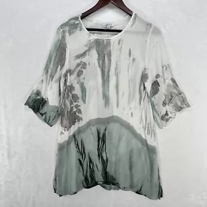 Vintage Adore Top Womens M Fairy Green Tie Dye Lace Butterfly Art To Wear Boho - Picture 1 of 9