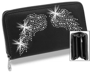 Neue Geldbörse, Strass-Design Engelsflügel, Glitzer, Akkordeon, Reißverschluss, kostenloser Versand - Bild 1 von 1