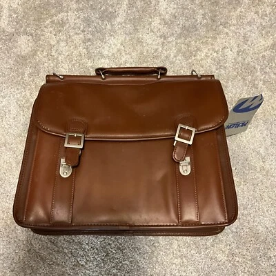 NUEVO CON ETIQUETAS - Maletín McKlein de cuero tostado con correa para computadora portátil Foto 1 de 4